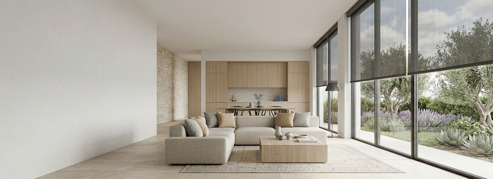 Interior premium de casa en Surco con rollers y cortinas a medida